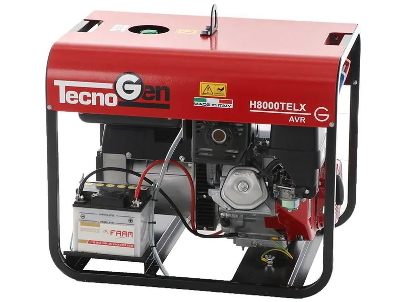 TecnoGen H8000TELX - Groupe électrogène à essence dém. électrique 6 kW - Continu 5.4 kW Triphasé