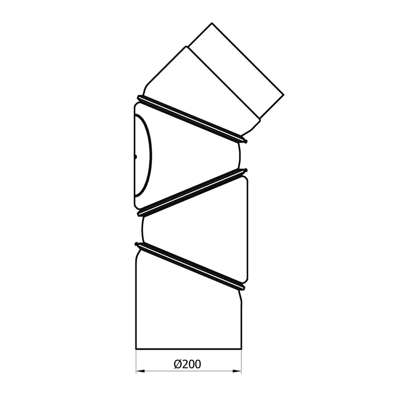 Raik Basic coude multiple 200mm noir avec porte – 4 pièces pour tuyau de fumée / conduit de fumée