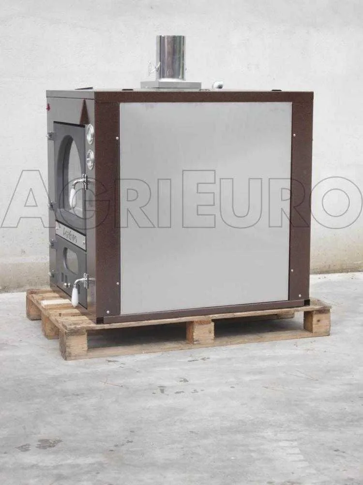 AgriEuro Medius 80 Deluxe INC - Four à bois en acier encastrable - Émaillage cuivré - Inox