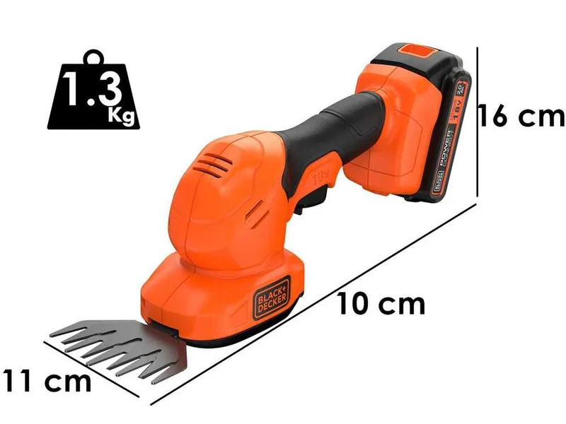Black & Decker B&DBCSS18D1W - Cisaille à gazon et à haies à batterie 18V 2Ah + une batterie 18V 2Ah