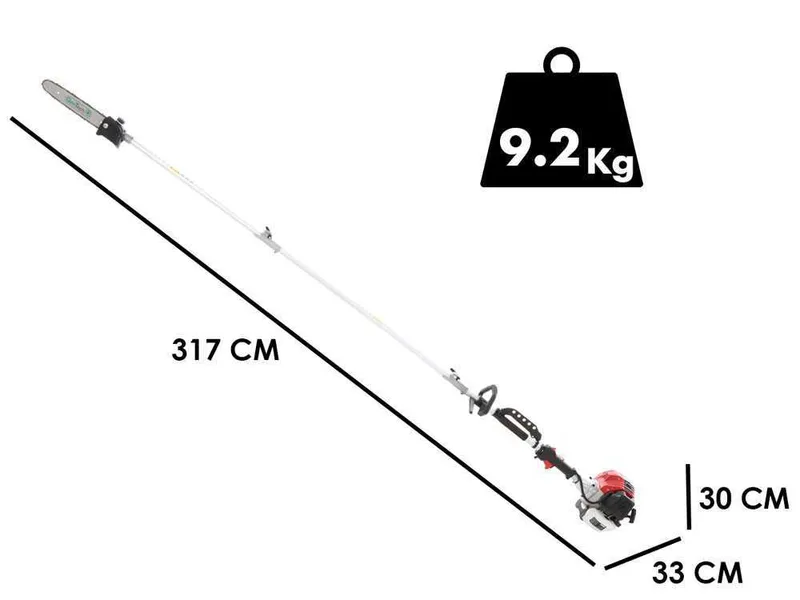 Perche élagueuse thermique à 2 temps GeoTech GT-2 52 L avec perche de rallonge - 52 cm3
