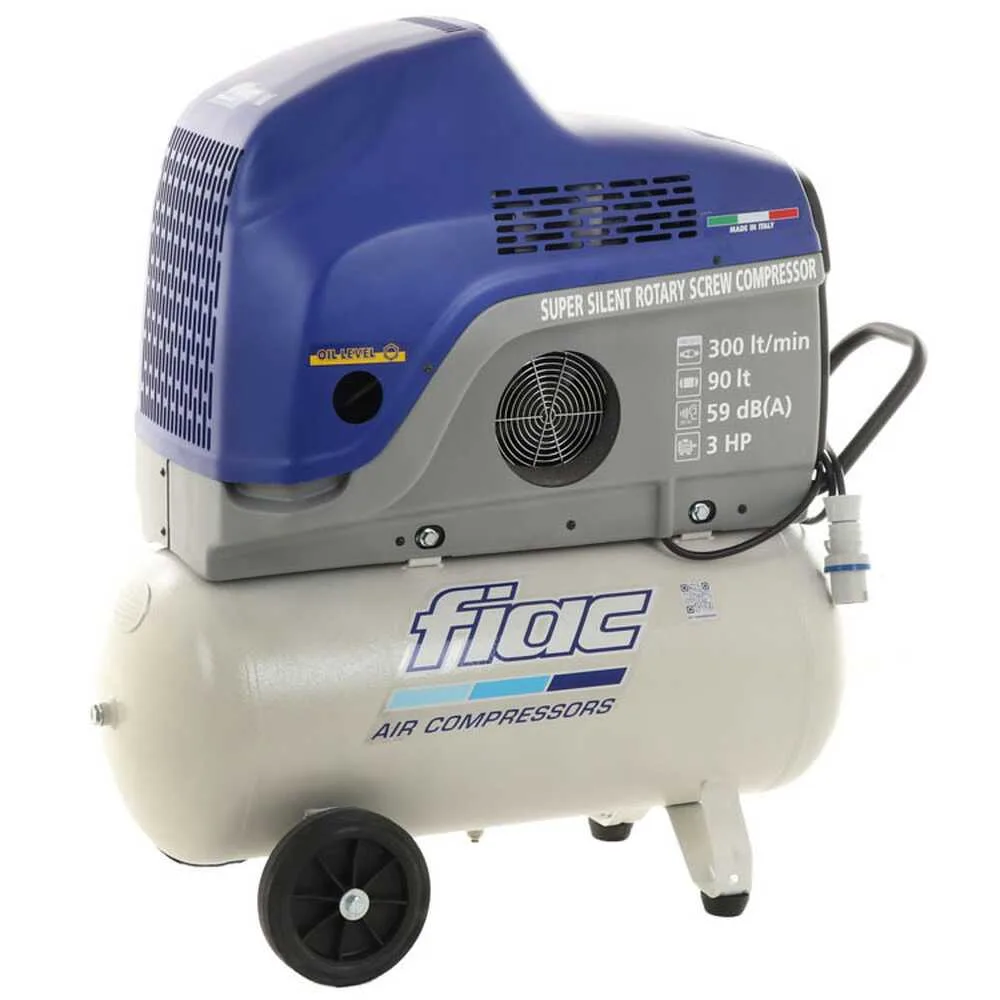 Fiac New Silver 3/90 - Compresseur rotatif monophasé à vis silencieux - Moteur 3 HP