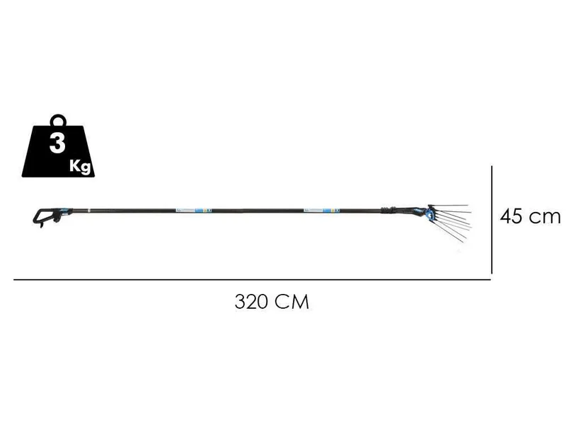 Campagnola master plug-in - Perche en carbone et aluminium - 250 - 320 cm - Peigne vibreur électrique à batterie