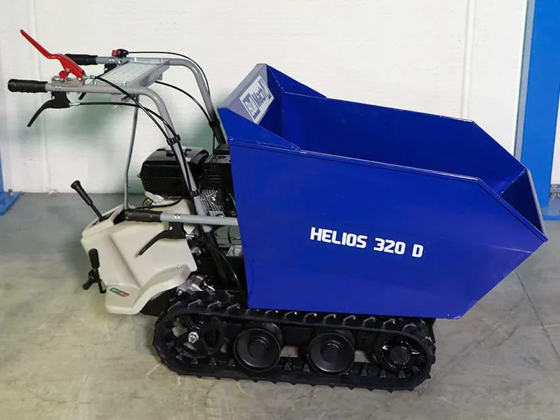 Brouette motorisée à chenilles BullMach HELIOS 320 D - Caisson dumper manuel avec capacité de charge maximale de 320 Kg