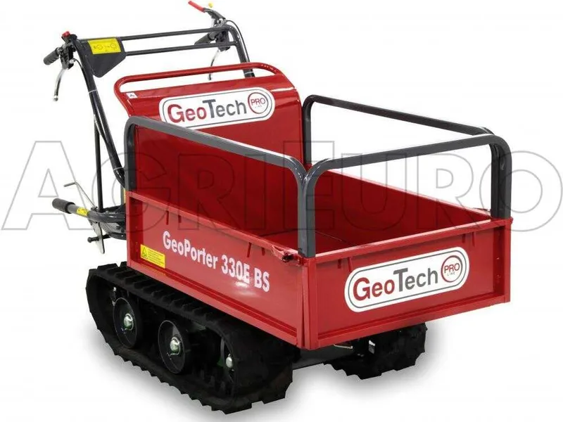 GeoTech Pro GeoPorter 330E BS - Brouette motorisée à chenilles à 4 galets avec benne extensible - 300 kg