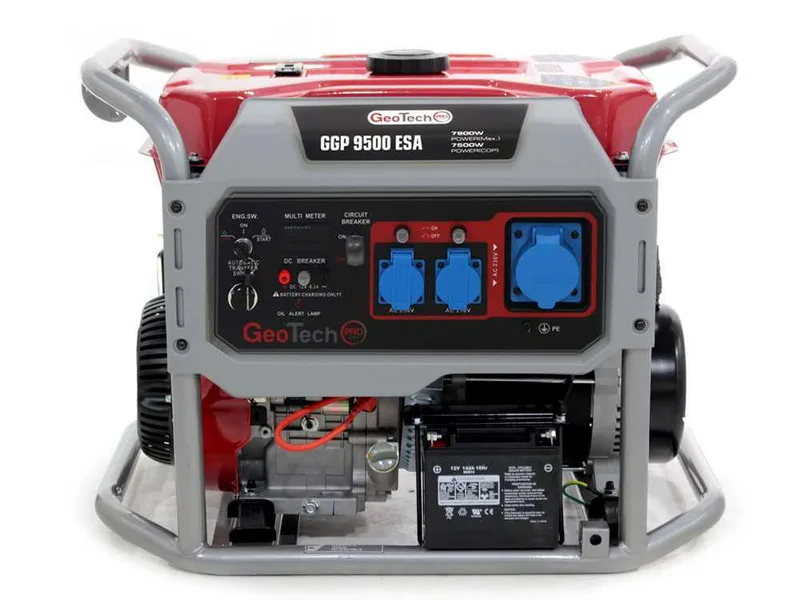 GeoTech Pro GGP 9500 ESA - Groupe électrogène sur chariot avec AVR dém. électrique 7.9 kW - Continue 7.5 kW Monophasé