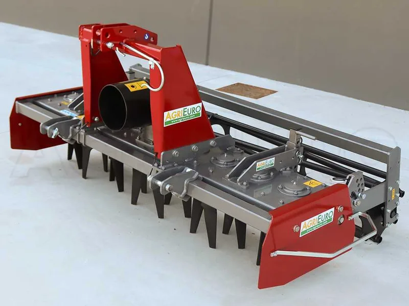 Herse rotative RH190 - largeur de travail 190 cm - 18 lames série médium - Rouleau à cage