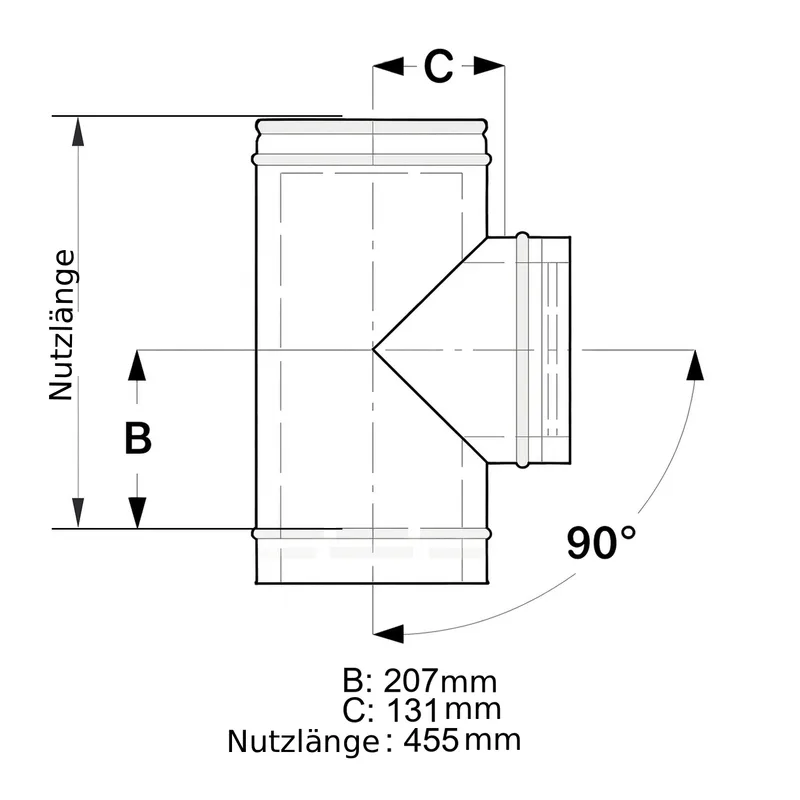 Schiedel ICS raccordement tuyaux 90° Ø130 double paroi brillant