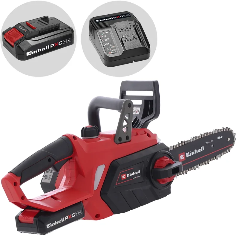 Einhell GE-LC 18/25-1 Li Kit - Tronçonneuse à batterie 18 V 2,5 Ah - Guide de 25 cm