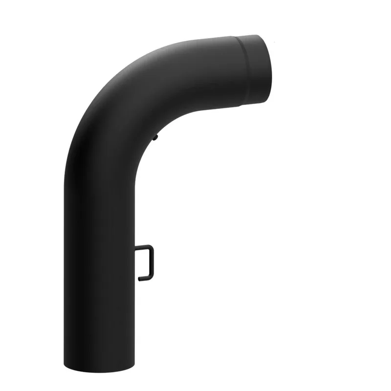 Raik coude LS diamètre 150/90° 2,00mm lisse 700/450 avec porte intégrée avec modérateur de tirage noir