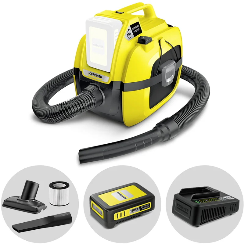Karcher WD 1 - Aspirateur multifonction à batterie 18V 2.5Ah - solides, liquides et souffleur