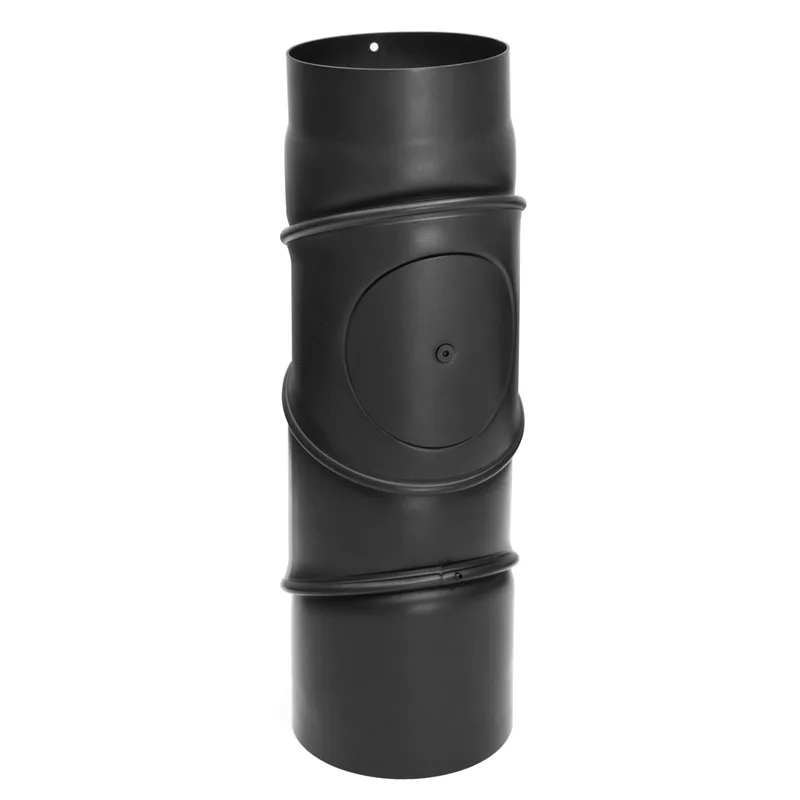 Raik Basic coude multiple 180mm noir avec porte – 4 pièces pour tuyau de fumée / conduit de fumée