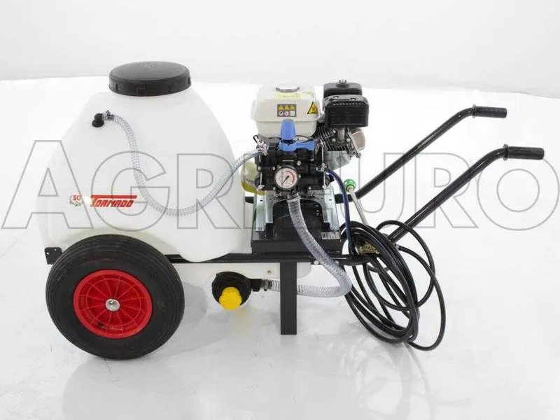 Groupe motopompe de pulvérisation Comet MC 25 - Honda GP 160 et chariot avec cuve 120 l avec crochet