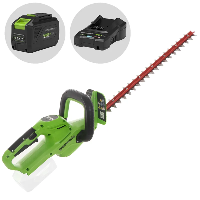 Greenworks G24HT56 - Taille-haie à batterie au lithium 24 V/8 Ah - Lame de 56 cm