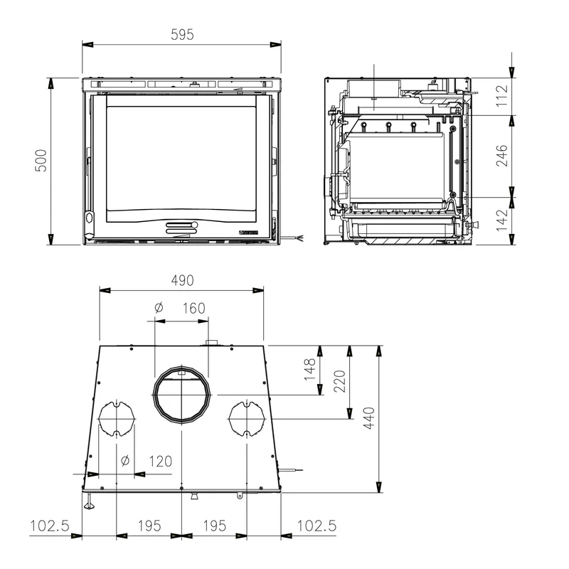 La Nordica Inserto 60 16, insert de cheminée à bois, ventilé