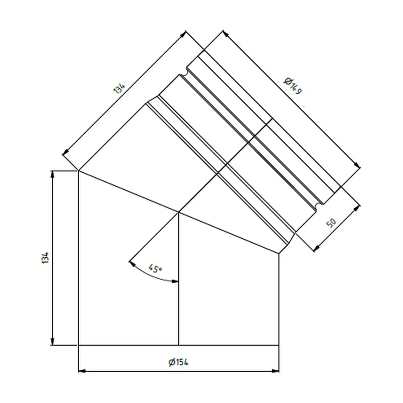 Raik Bogen LS diamètre 150/45° rétréci 2-pièces noir
