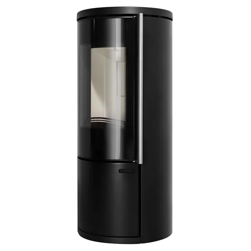 Schmitzker Fisterra Cristal Poêle à bois en acier noir, vitre frontale