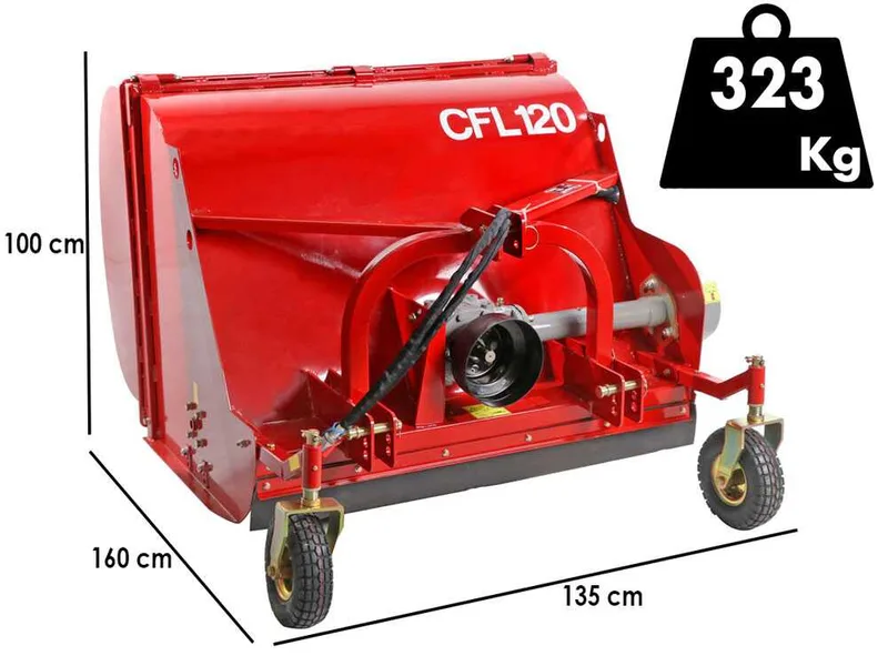 GeoTech Pro CFL120 - Broyeur sur tracteur - Bac de ramassage - Ramasseur - Série moyenne