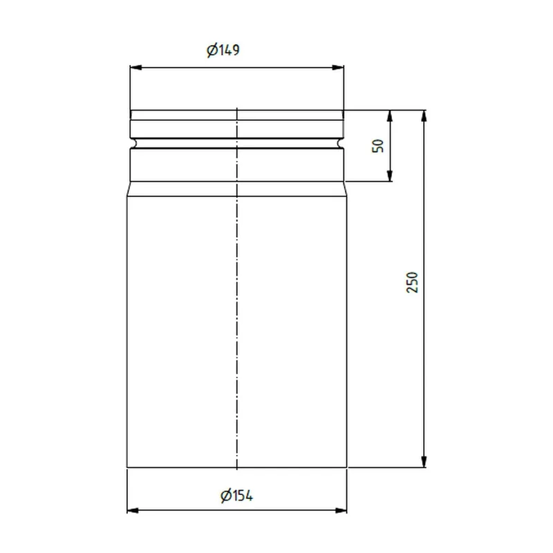 Raik tuyau LS diamètre 150x250x2,00mm rétréci gris