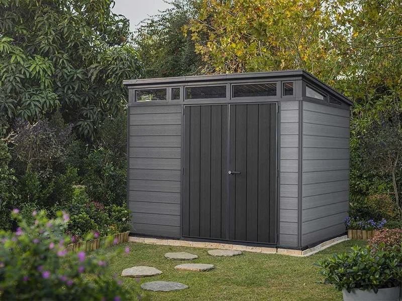 Keter Cortina 9x7 - Abri de jardin - Avec porte à double battant - 277 × 218 × 226 cm