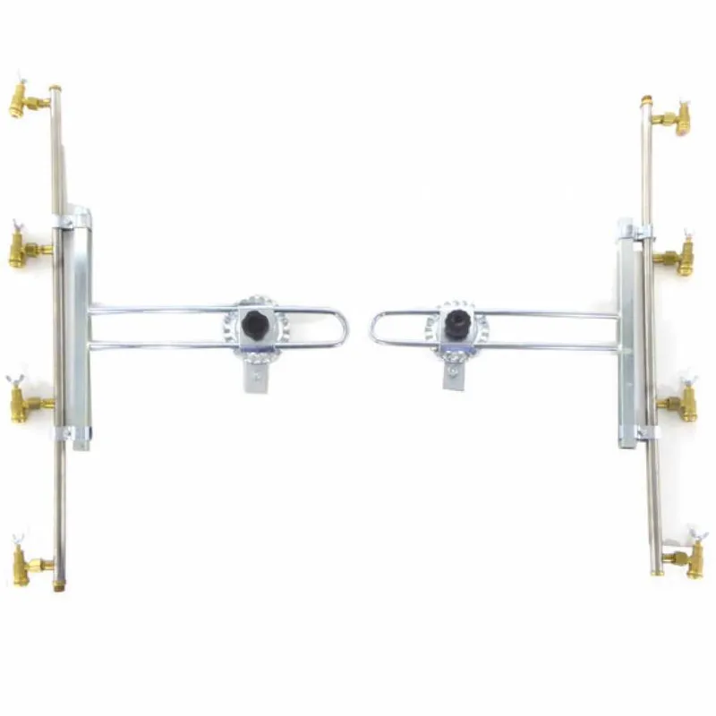 Couple de rampes inox de désherbage à Jets papillon laiton 4+4 équipé de supports INOX