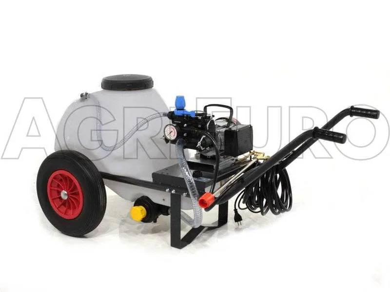 Groupe motopompe de pulvérisation Comet MC 25 - moteur monophasé sur chariot avec cuve 80l