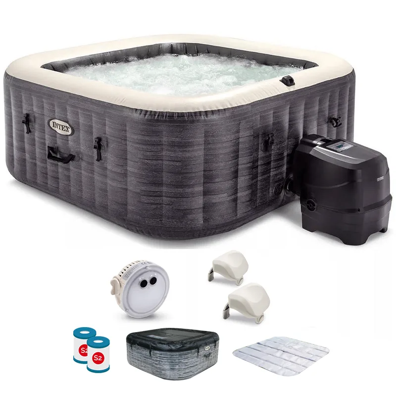 Intex Carrée Greystone Deluxe 28450NP - Ø173x71 cm - Spa gonflable à hydromassage