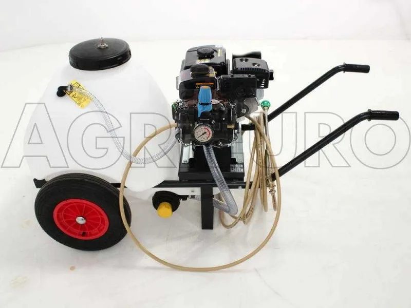 Groupe motopompe de pulvérisation Comet MTP MC 25 - Loncin 148F-2 sur chariot réservoir 120 lt avec crochet