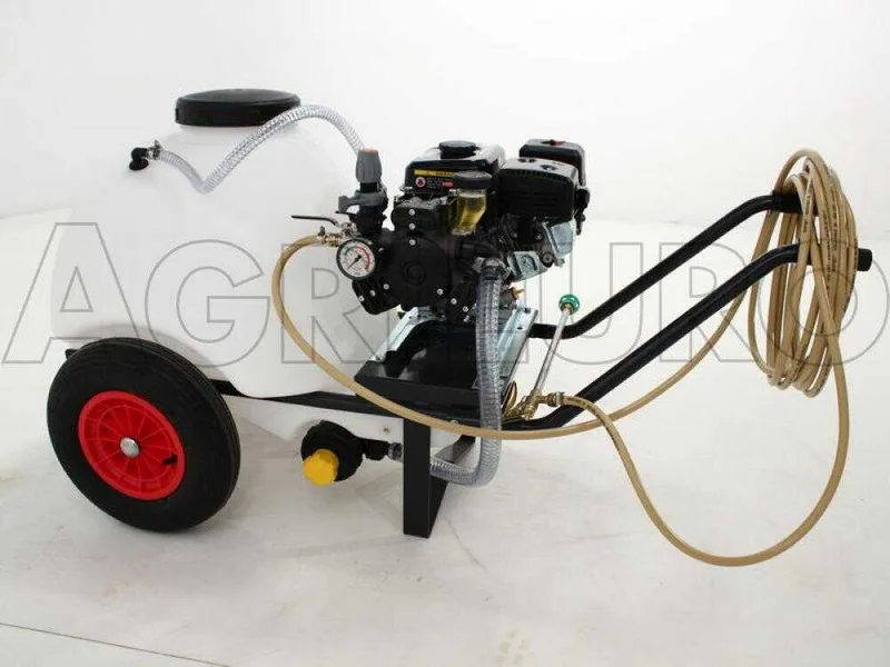 Groupe motopompe de pulvérisation Comet APS 41 - Loncin G 160 F et chariot avec cuve 120 L avec crochet