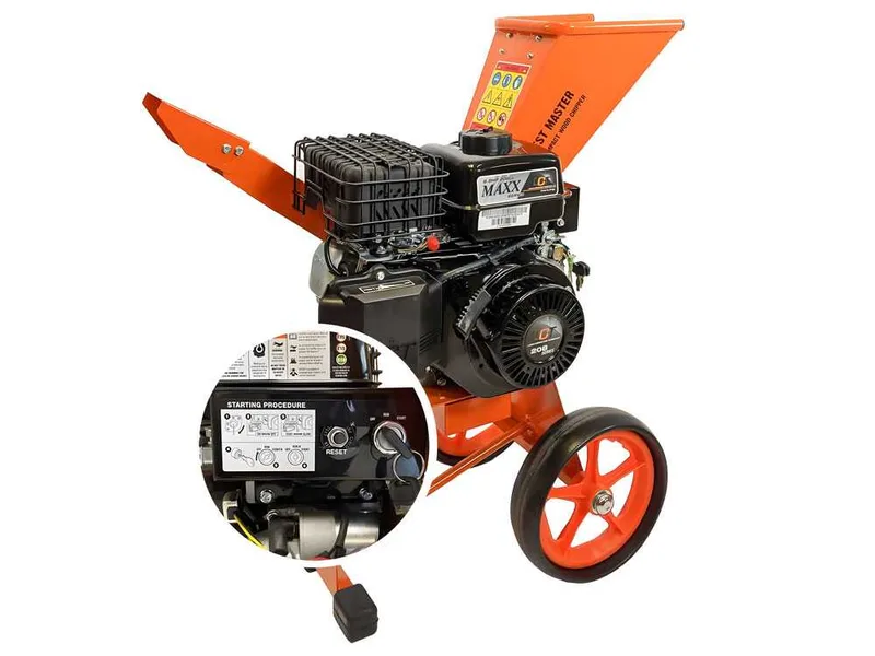 Forest Master FM6DDES - Broyeur de branches thermique - Moteur à essence LCT de 7 CV - Démarrage électrique