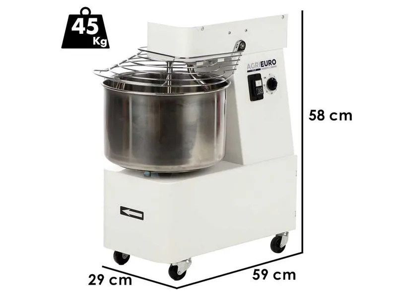 AgriEuro Top-Line Mixer 1000 S - Pétrin à spirale - Capacité 8 Kg