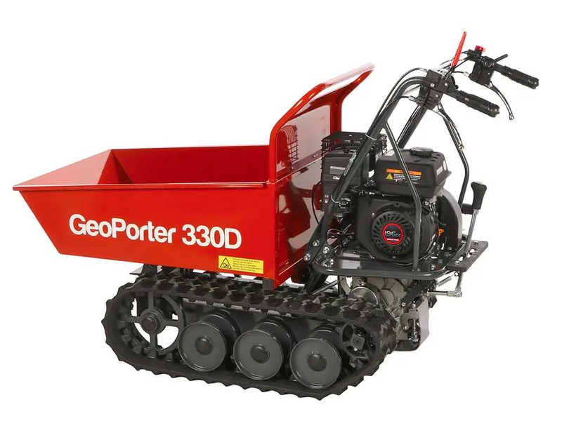 GeoTech Pro GeoPorter 330D - Brouette motorisée à chenilles à 6 galets avec benne dumper - 300 kg